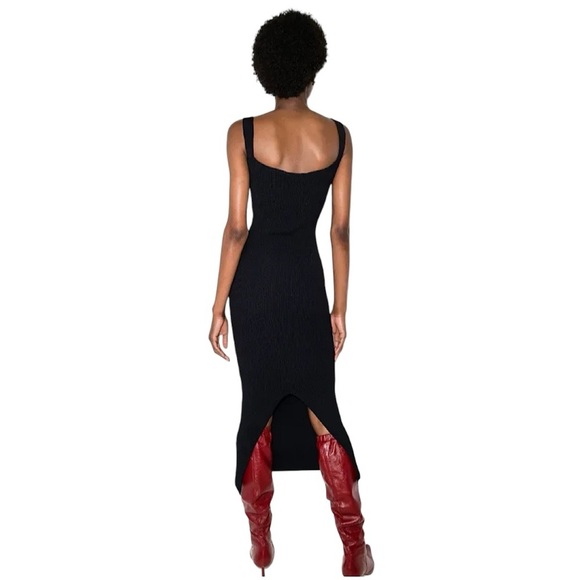 KHAITE Nina Sweetheart Rib-Knit Midi Bodycon Cocktail Dress - Picture 4 of 16